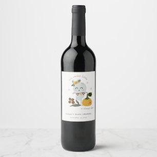 Cute Halloween Blue Ghost Little Boo Baby Shower Wine Label