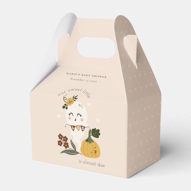 Cute Halloween Blush Ghost Little Boo Baby Shower Favor Box (Front Side)