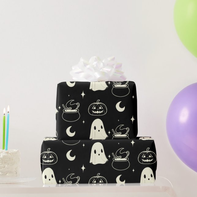 Cute Halloween Boo Ghost Pattern    Wrapping Paper (Party Gifts)