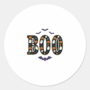 Cute Halloween Boo Ghost Pumpkin Design Classic Round Sticker