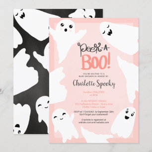 Cute Halloween boo ghosts pink baby shower Invitation