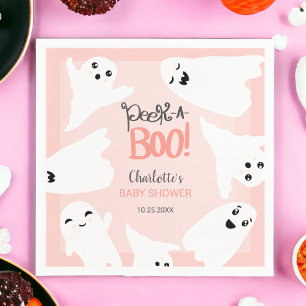 Cute Halloween boo ghosts pink baby shower Napkin