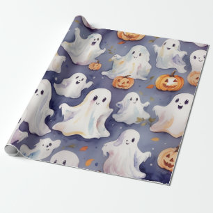 Cute halloween boo-tiful watercolor  wrapping paper