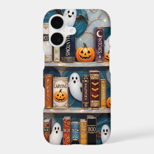 Cute Halloween Bookshelf Phone Case Ghost Pumpkin 