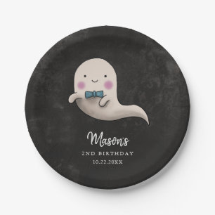Cute Halloween Bow Tie Ghost Birthday Party Paper Plate
