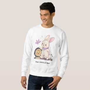 Cute Halloween Bunny with Pumpkin Lantern and Bat  Sweatshirt