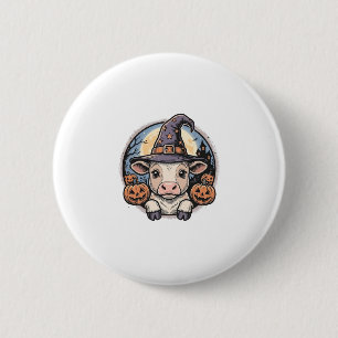 Cute Halloween Calf Witch Hat Vintage Engraving De 2 Inch Round Button