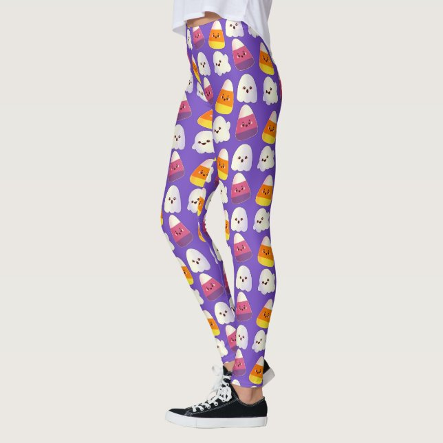 Cute Halloween Candy And Ghost Pattern Leggings (Left)