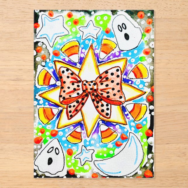 Cute Halloween Candy Corn Acrylic Invitations (Front)
