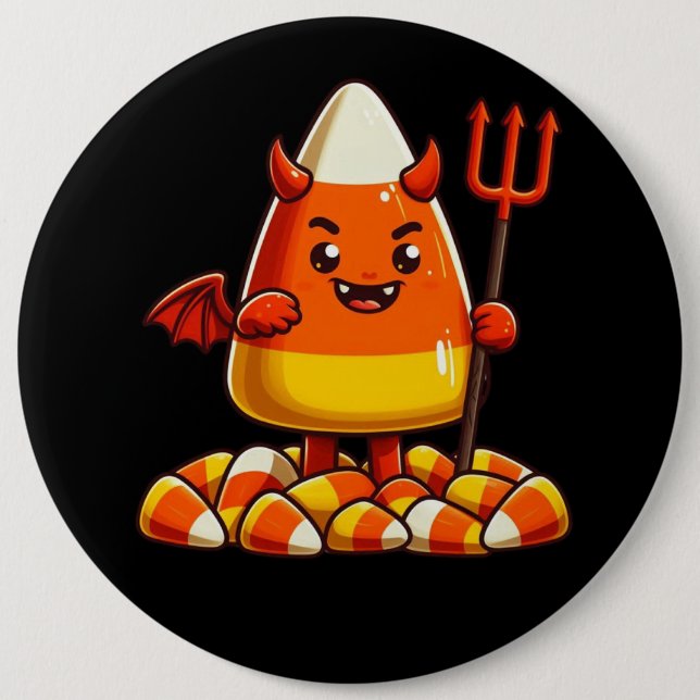 Cute Halloween candy corn monster 6 Inch Round Button (Front)