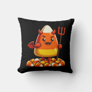 Cute Halloween candy corn monster Throw Pillow