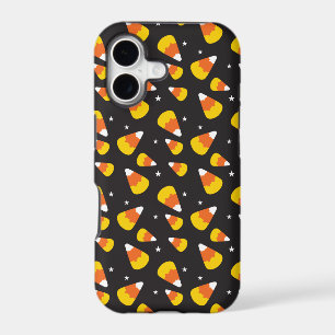 Cute Halloween candy corn on black pattern