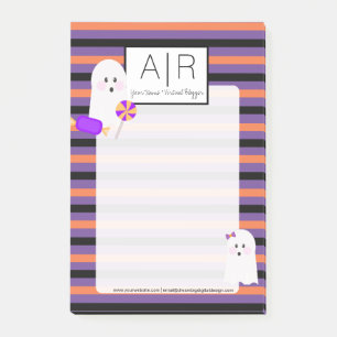 Cute Halloween Candy Ghost and Stripes Post-it Notes