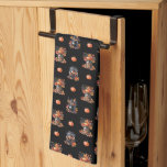 Cute Halloween Candy Jars | Pumpkins Fall Pattern Kitchen Towel<br><div class="desc">Cute Halloween candy in jars and pumpkins autumn pattern</div>