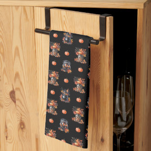 Cute Halloween Candy Jars   Pumpkins Fall Pattern Kitchen Towel