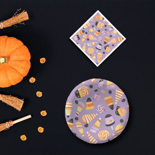 Cute Halloween Candycorn Pattern Paper Plate