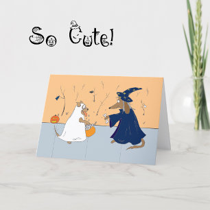 Cute Halloween Card Dogs Trick or Treating Cartoon