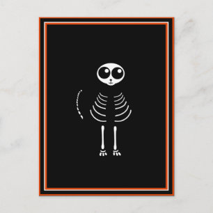 Cute Halloween Cartoon Cat Skeleton Postcard