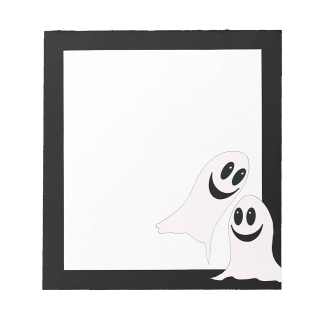 Cute Halloween Cartoon Ghosts Notepad (Front)