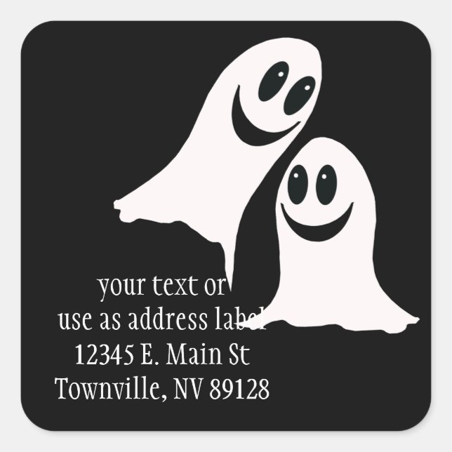 Cute Halloween Cartoon Ghosts Square Sticker (Front)