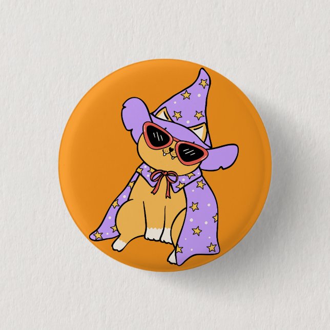 Cute Halloween Cat 1 Inch Round Button (Front)