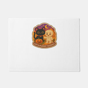 Cute Halloween Cat and Mummy Embroidery Patch Stic Doormat