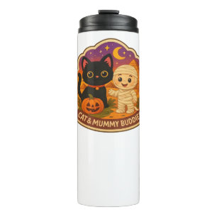Cute Halloween Cat and Mummy Embroidery Patch Stic Thermal Tumbler