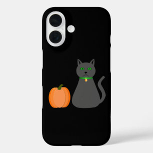 Cute Halloween Cat and Pumpkin iPhone 16 Case