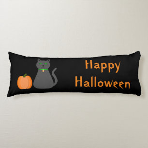 Cute Halloween Cat and Pumpkin Custom Body Pillow