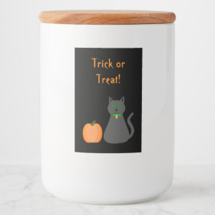 Cute Halloween Cat and Pumpkin Custom Food Label
