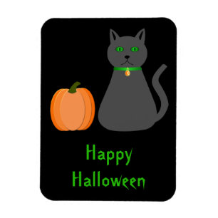 Cute Halloween Cat and Pumpkin Custom Magnet