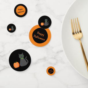 Cute Halloween Cat and Pumpkin Custom Party Confetti