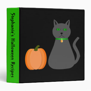 Cute Halloween Cat and Pumpkin Custom Recipe Binder