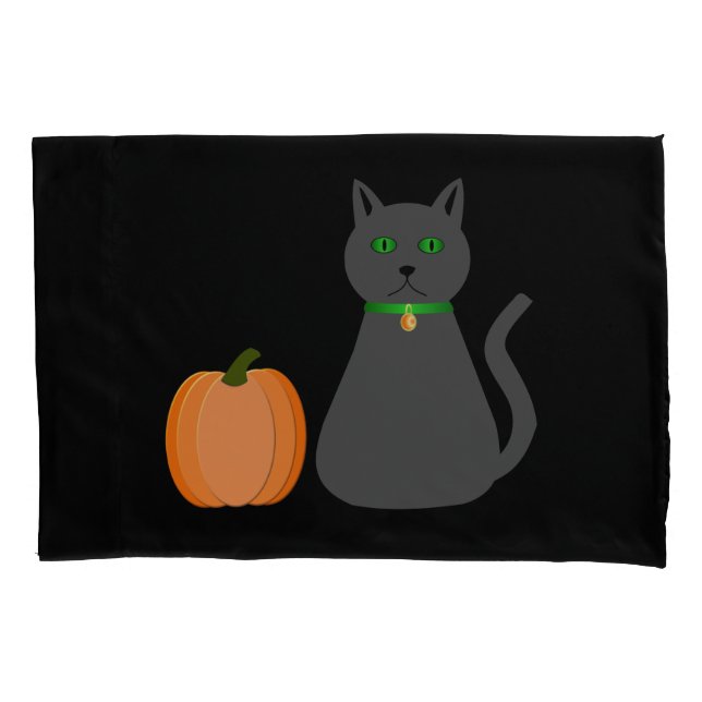 Cute Halloween Cat and Pumpkin Double side print Pillowcase (Front)