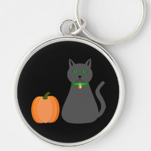 Cute Halloween Cat and Pumpkin Keychain