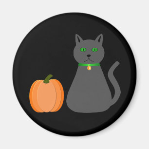 Cute Halloween Cat and Pumpkin Magnet