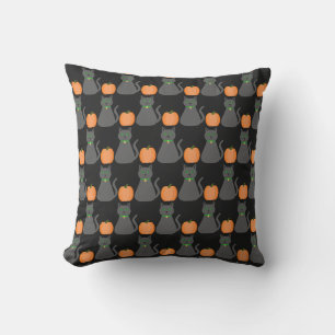 Cute Halloween Cat and Pumpkin Patterned Outdoor Pillow