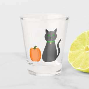 Cute Halloween Cat and Pumpkin Shot Glass