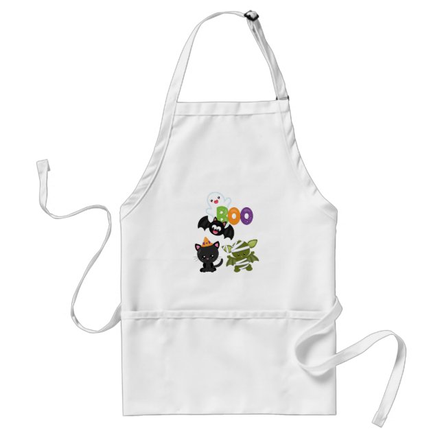 Cute Halloween Cat, Bat, Mommy & Ghost Standard Apron (Front)