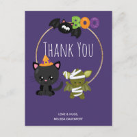 Cute Halloween Cat, Bat & Mummy Boo Thank You