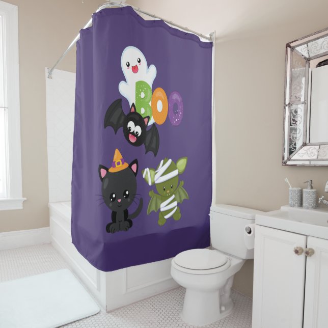 Cute Halloween Cat, Bat, Mummy & Ghost (In Situ)