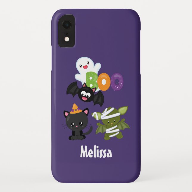 Cute Halloween Cat, Bat, Mummy & Ghost Case-Mate iPhone Case (Back)