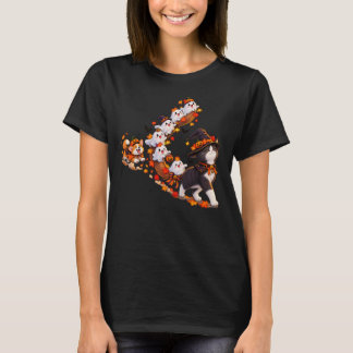 Cute Halloween Cat Broom Ghost Parade Shirt Design