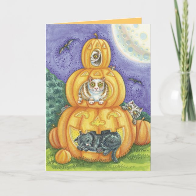 Cute Halloween Cat Cards (Front)