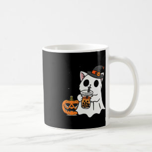 Cute Halloween Cat In Ghost Costume Drinking Boba  Coffee Mug