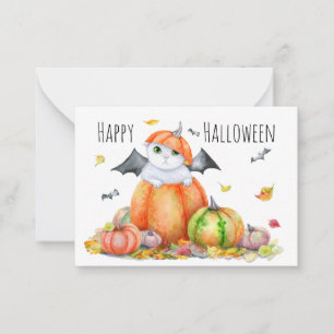Cute Halloween Cat in Pumpkin Card
