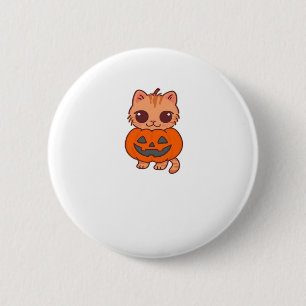 Cute Halloween Cat in Pumpkin Costume Classic T-Sh 2 Inch Round Button