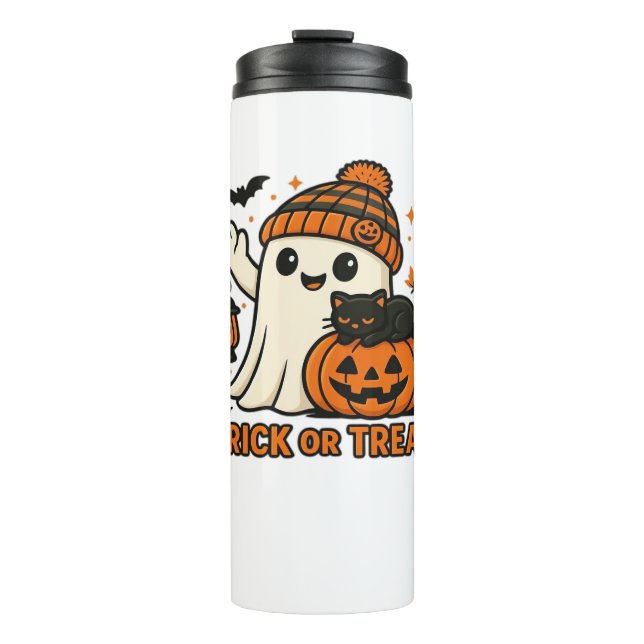 Cute Halloween Cat in Pumpkin Costume Classic T-Sh Thermal Tumbler (Front)