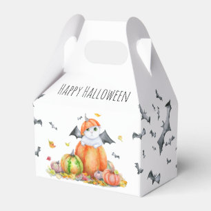 Cute Halloween Cat in Pumpkin Favor Box