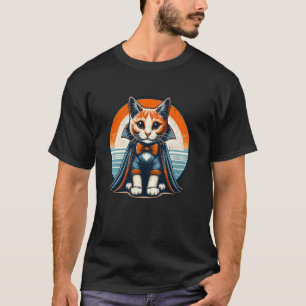 Cute Halloween Cat in Vampire Costume T-Shirt